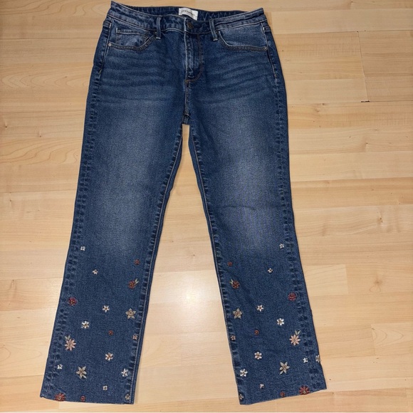Driftwood Jeans Colette Embroidered Crop Straight Jeans Prairie Floral Women 6 - Picture 2 of 13